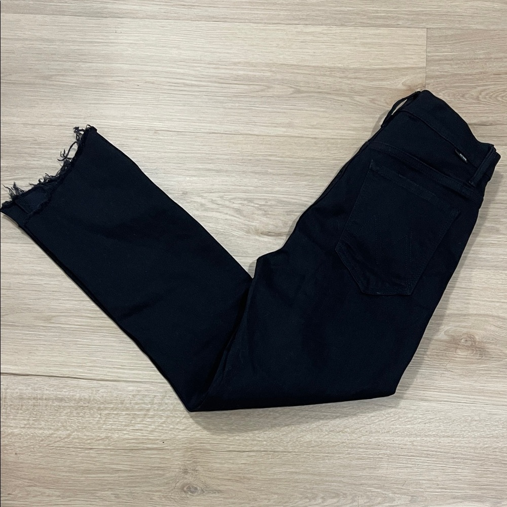 MOTHER Jet Black Cropped Jeans